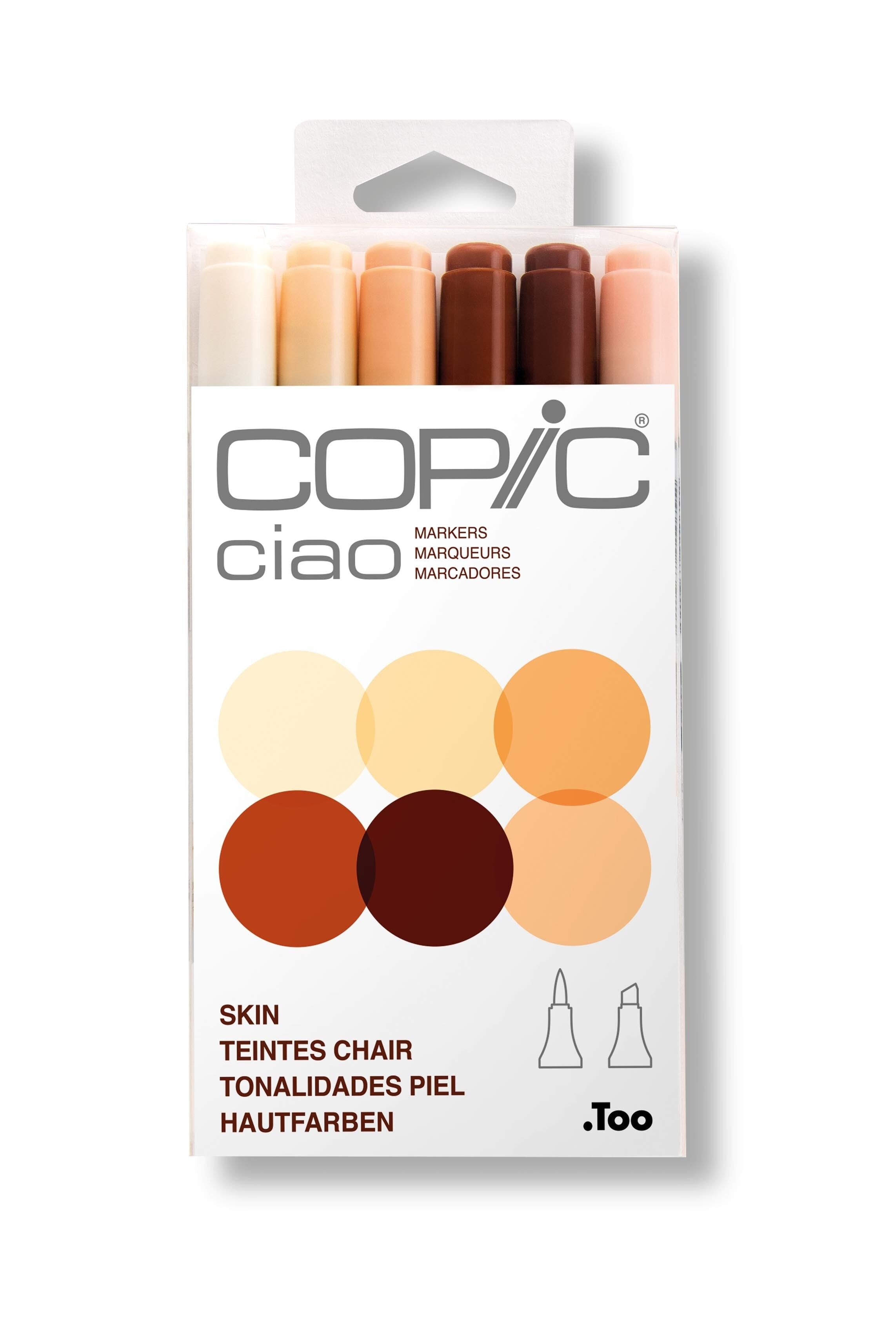 COPIC Ciao Farbmarker - 6er-Set im Hochformat, für Kunst & Handwerk, Ausmalen, Grafiken, Textmarker, Design, Anime, Profis & Anfänger, Künstlerbedarf & Malbücher