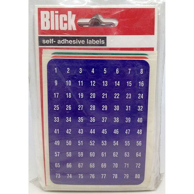 Blick Self Adhesive Stickers, 8mm, 1 To 160 Numbers, Assorted, 3 Colours, 480 Labels