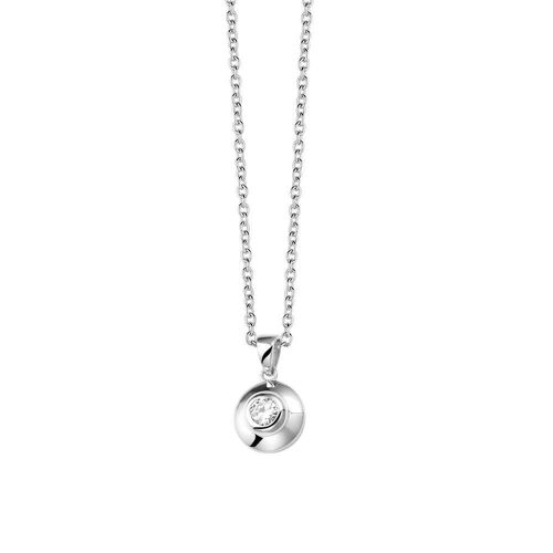 Silver necklace 6mm white zirconia 40+5cm rhodium plated