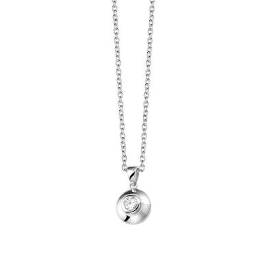 Collier argent 6mm zircone blanche 40+5cm plaqué rhodium