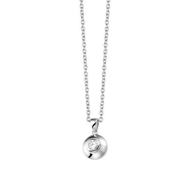 Silver necklace 6mm white zirconia 40+5cm rhodium plated