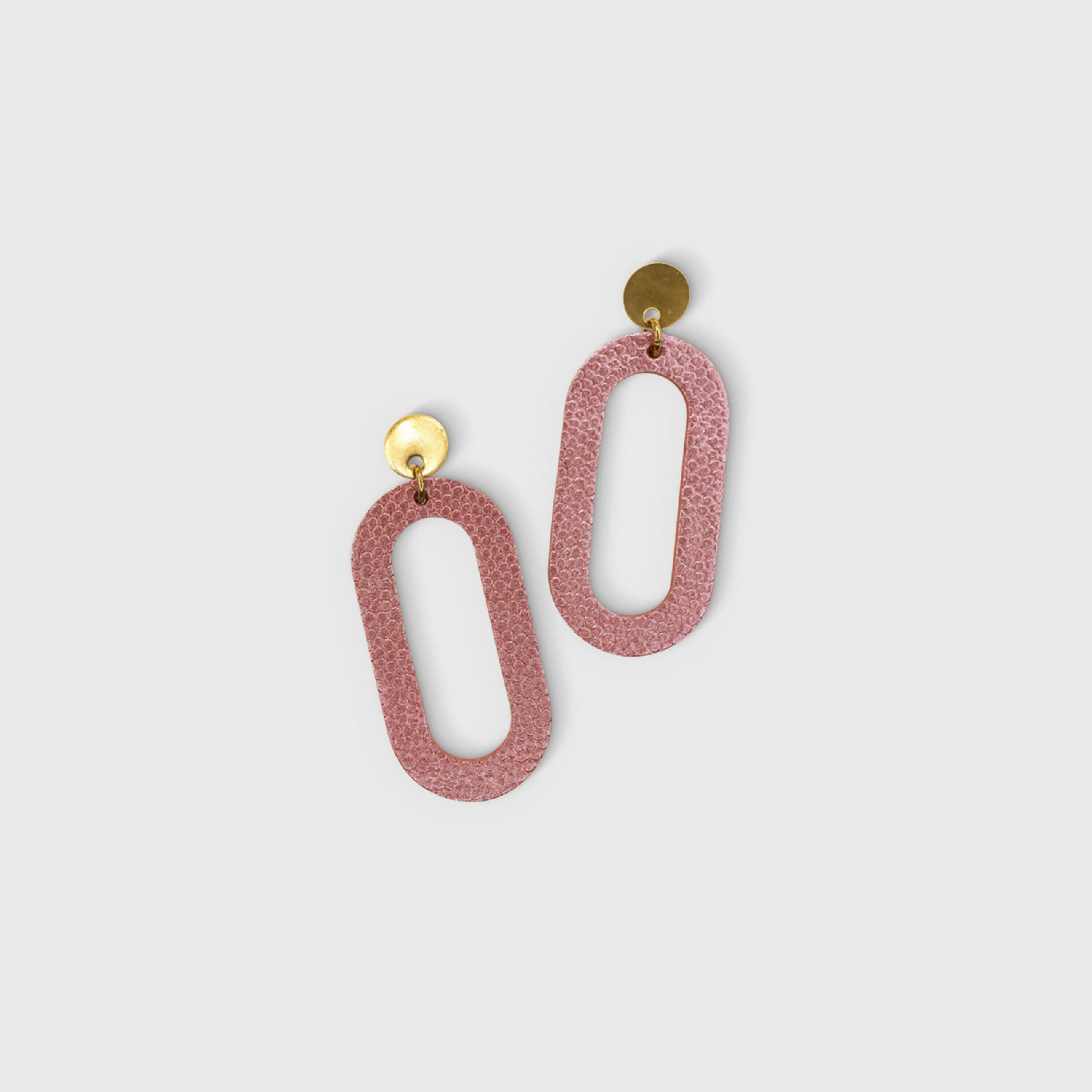 Orecchini Arche Art Déco in pelle rosa