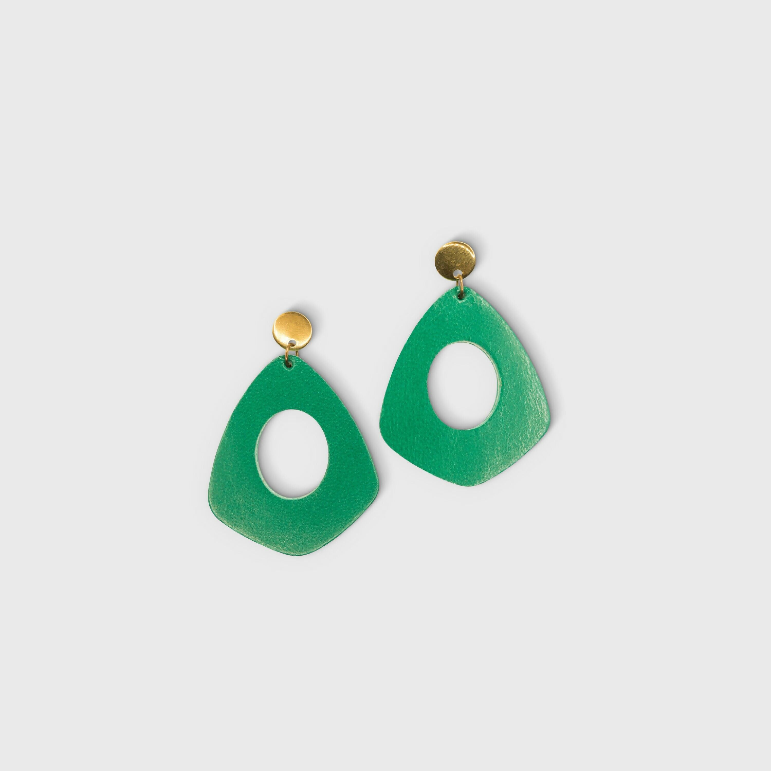 Bright green leather hoop earrings