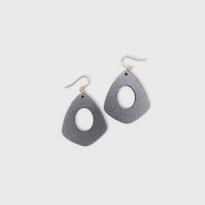 Purple leather hoop earrings