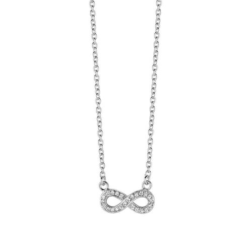 Silver necklace inifinity white zirconia 40+5cm rhodium plated