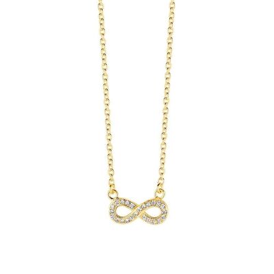 Collier argent infini zircone blanche 40+5cm plaqué or