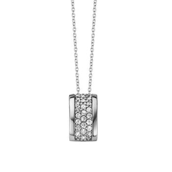 Collier argent zircone blanche 40+5cm plaqué rhodium 1