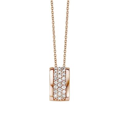 Silver necklace white zirconia 40+5cm rosegold plated