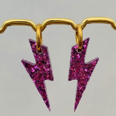 Orecchini a cerchio con fulmini di paillettes viola, orecchini a cerchio in acciaio inossidabile, idea regalo per donne e bambini, orecchini a cerchio con fulmini di paillettes