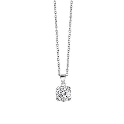 Collana in argento 9mm zirconi bianchi 100 sfaccettati 40+5cm rodiati