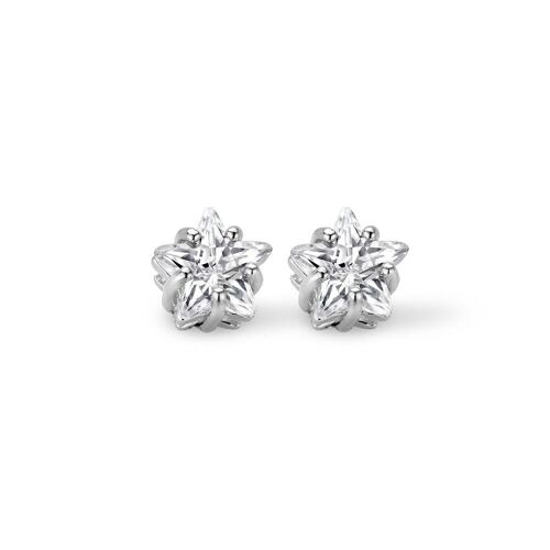 Silver earrings 6mm star white zirconia rhodium plated