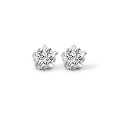 Silver earrings 6mm star white zirconia rhodium plated