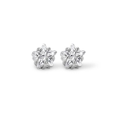 Pendientes plata 6mm estrella circonita blanca rodiada