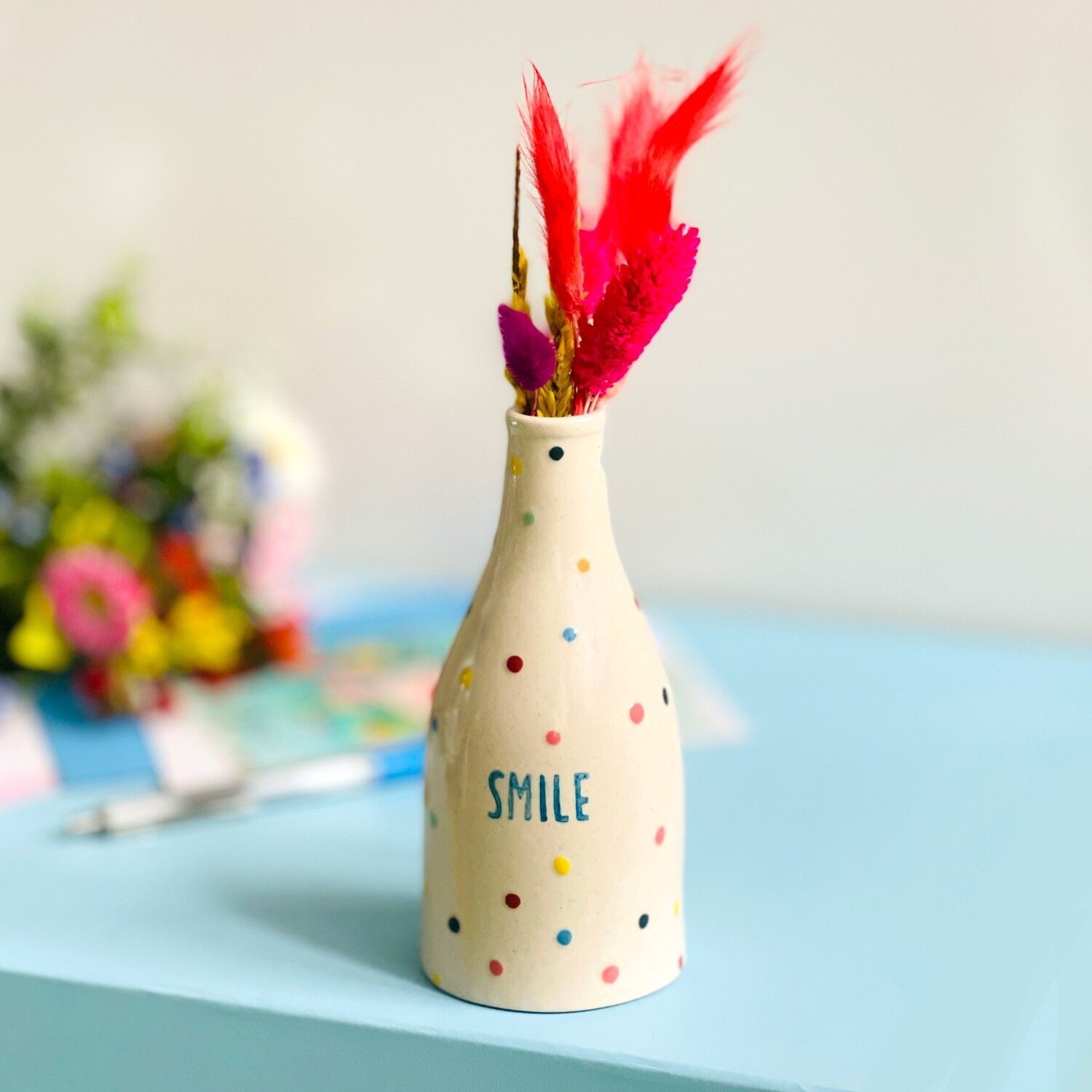 Vase Bud Ceramic Smile dots