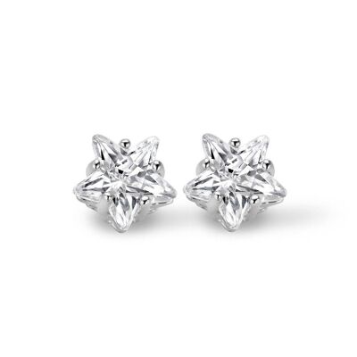 Boucles d'oreilles argent 8mm étoile zircone blanche rhodiée