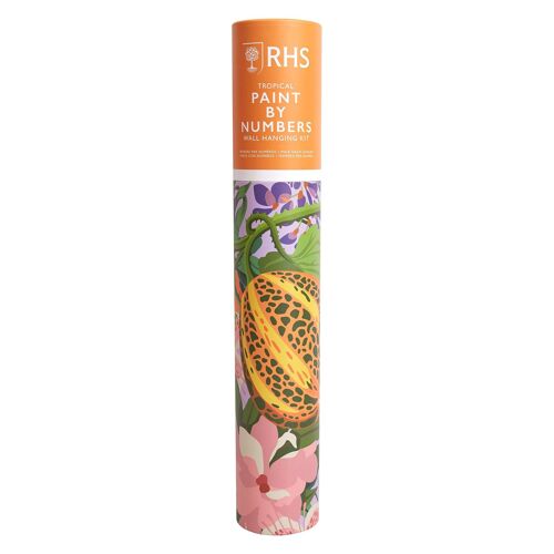 RHS The Royal Horticultural Society Paint By Numbers Hanging Kit With 24 Paints & 3 Brushes, Tropical Design, 400 x 500 mm, Multicoloured, Learn To Paint For Adults