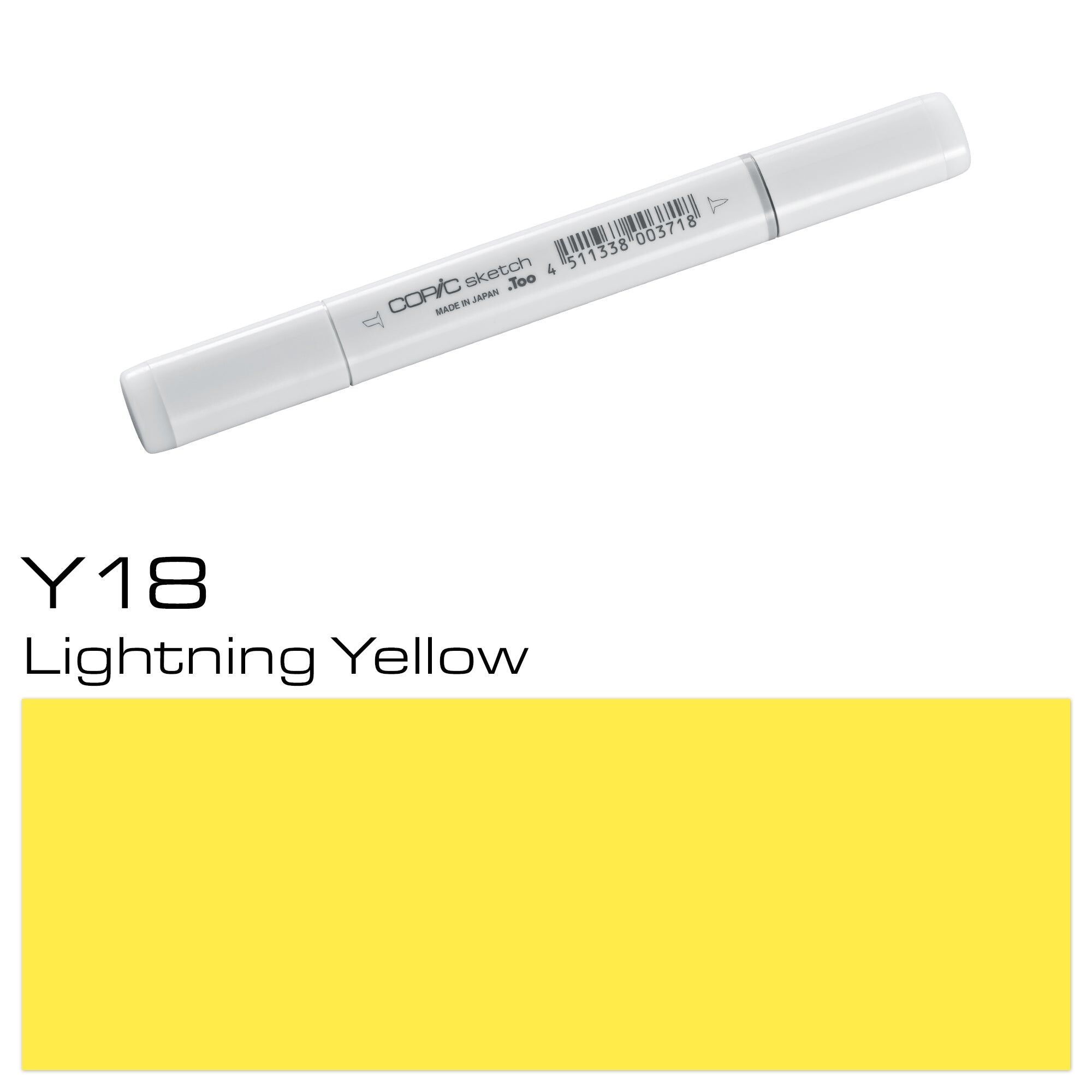 Marqueur de couleur COPIC Sketch - (Y-18) Jaune éclair, pour l'art et l'artisanat, le coloriage, les graphiques, le surligneur, le design, l'anime, les professionnels et les débutants, les fournitures d'art et les livres de coloriage