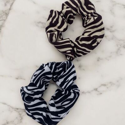 Zebra print fabric scrunchie FQ18