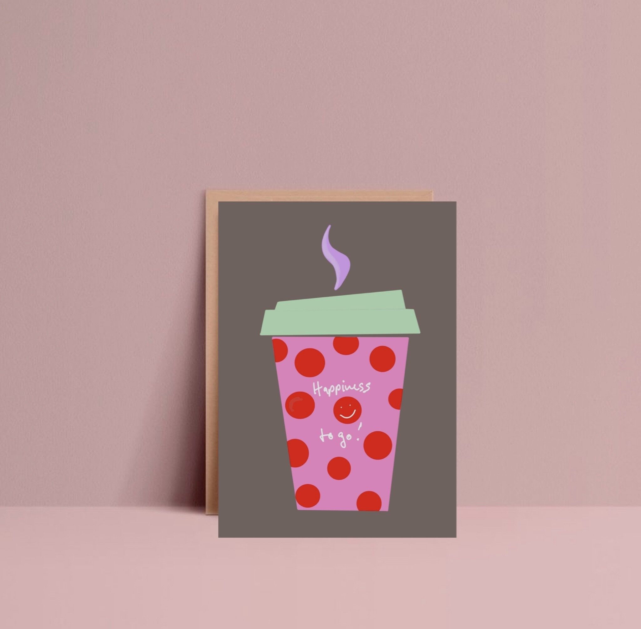 Happiness to go postcard