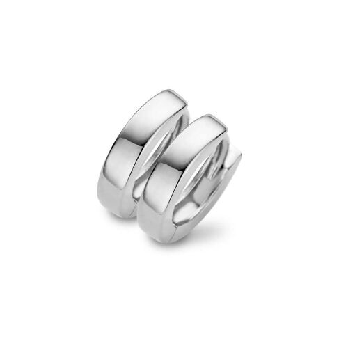 Silver huggie earrings poly 12x3mm rhodium plated