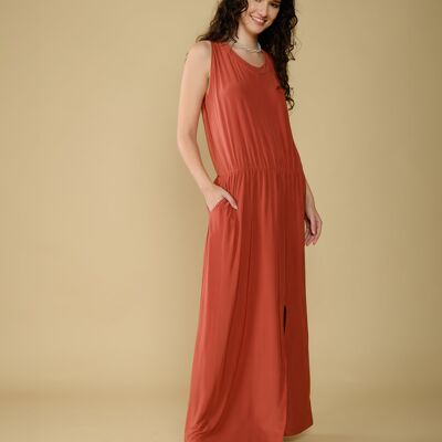 Robe longue sans manches rouille - Baqi