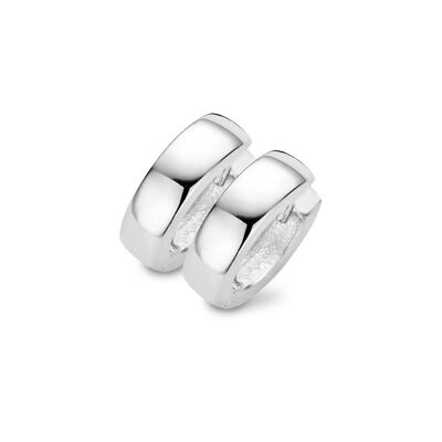 Silver huggie earrings poly 15x4,5mm rhodium plated