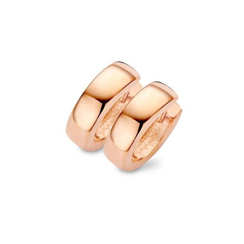 Silver huggie earrings poly 15x4,5mm rosegold plated