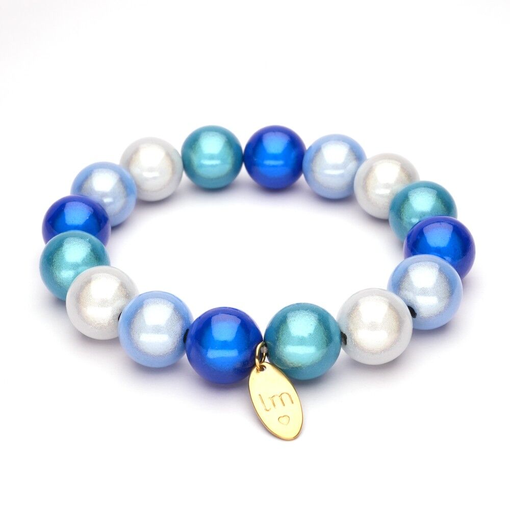 Bracciale LizzyMae Bianco sporco Azzurro acqua Cobalto 14mm