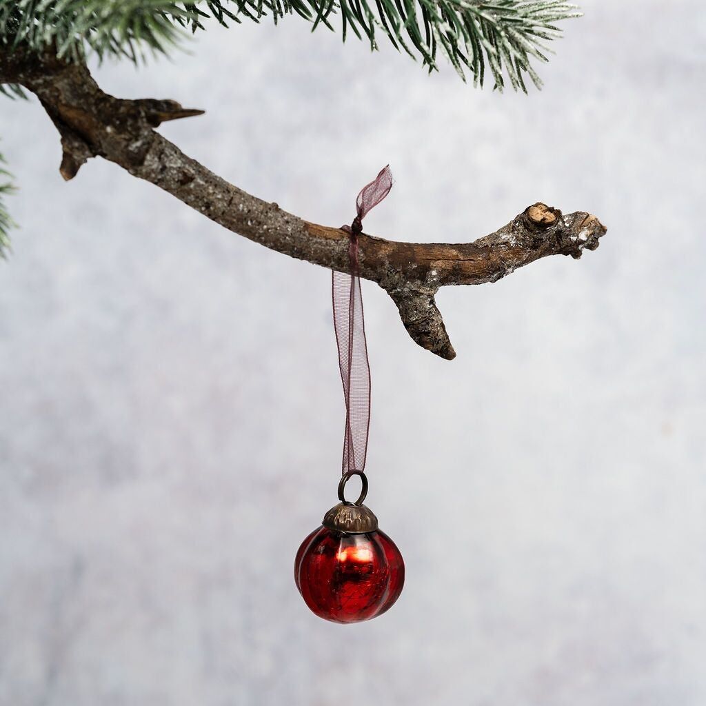 Lot de 6 petites boules de côtes craquelées rouges de 1"