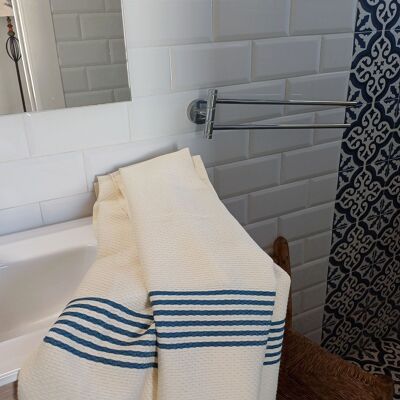 Fouta Playa Córdoba Honeycomb Striped Blue Petroleum