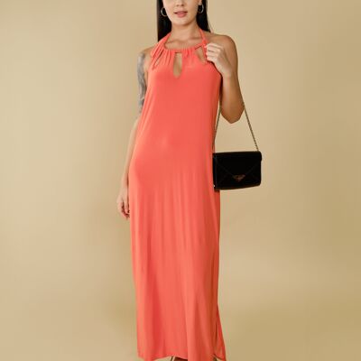 Long orange backless dress - Bomani