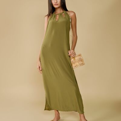Long khaki backless dress - Bomani