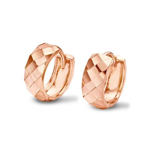 Silver huggie earrings facet 11x5mm rosegold plated