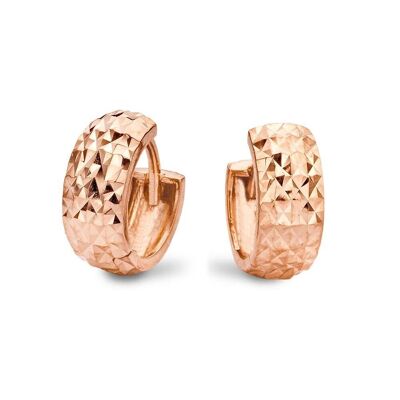 Silver huggie earrings facet 11x4mm rosegold plated