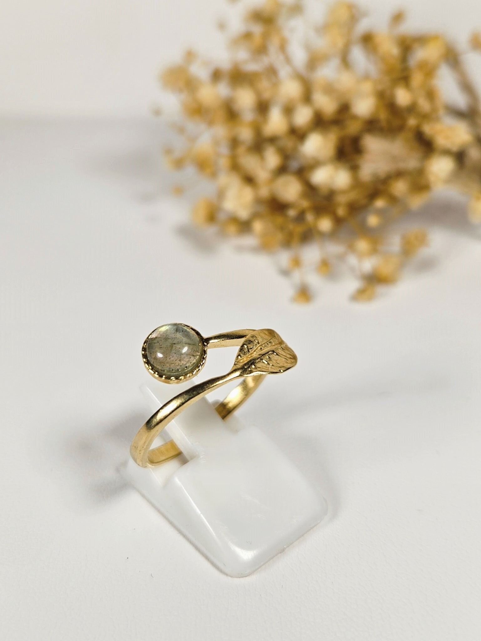 Anello autentico | pietra citrino naturale | Argento placcato oro 24k | rubicondo