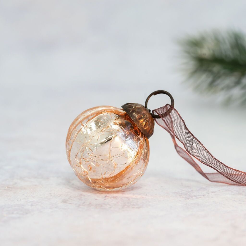 Lot de 6 petites boules de 1" en forme de côtes craquelées à la rose