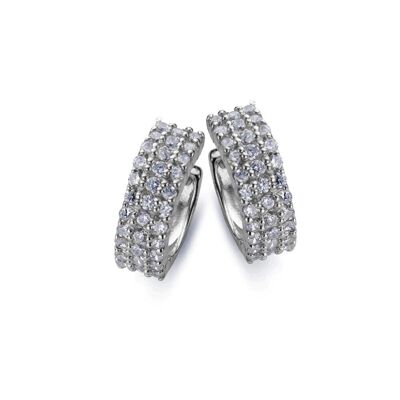 Silver huggie earrings 15x5mm white cz rhodium plated