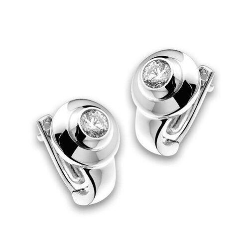 Silver earrings 3mm white zirconia rhodium plated