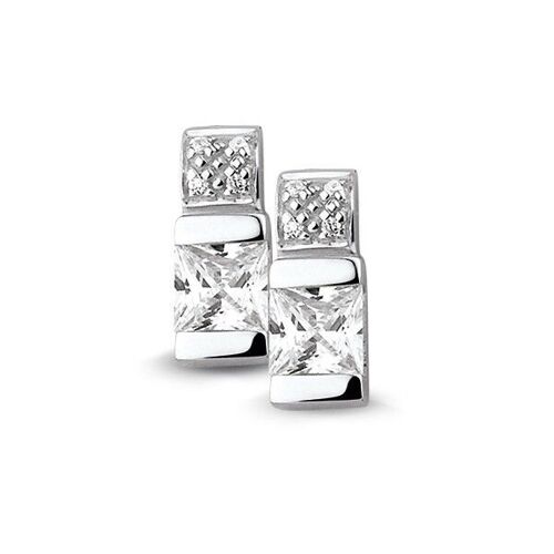 Silver earrings 5mm white zirconia rhodium plated