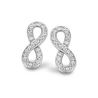 Silver earrings infinity white zirconia rhodium plated