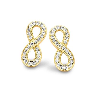 Boucles d'oreilles argent infini zircone blanche plaqué or