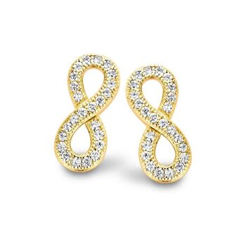 Boucles d'oreilles argent infini zircone blanche plaqué or 1