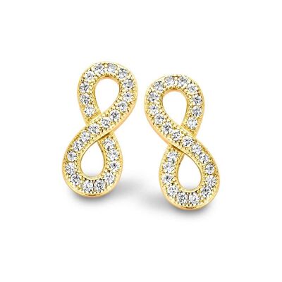 Silver earrings infinity white zirconia gold plated
