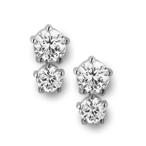 Silver earrings solitaire 5mm white zirconia rhodium plated