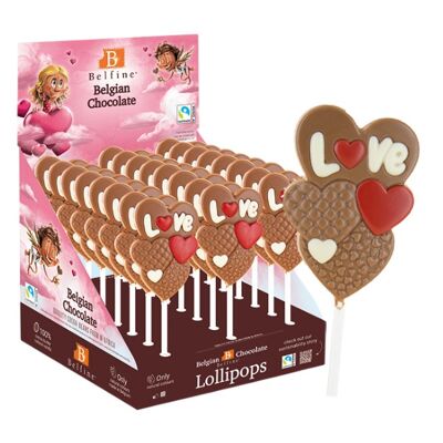 Piruleta LOVE CORAZÓN CHOCOLATE 25g - Display de 24 piruletas