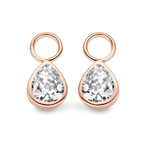 Silver pendants for earrings teardrop rosegold plated