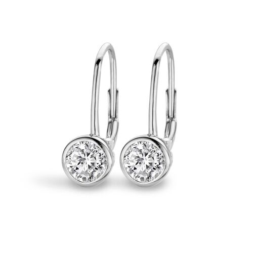 Silver earrings 7mm 100 facet white zirconia rhodium plated