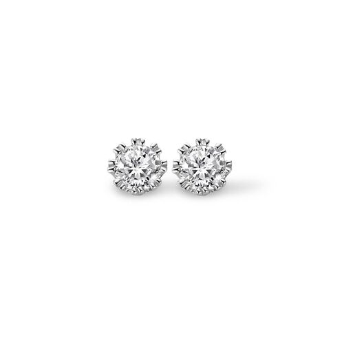 Silver earrings 5mm 100 facet white zirconia rhodium plated
