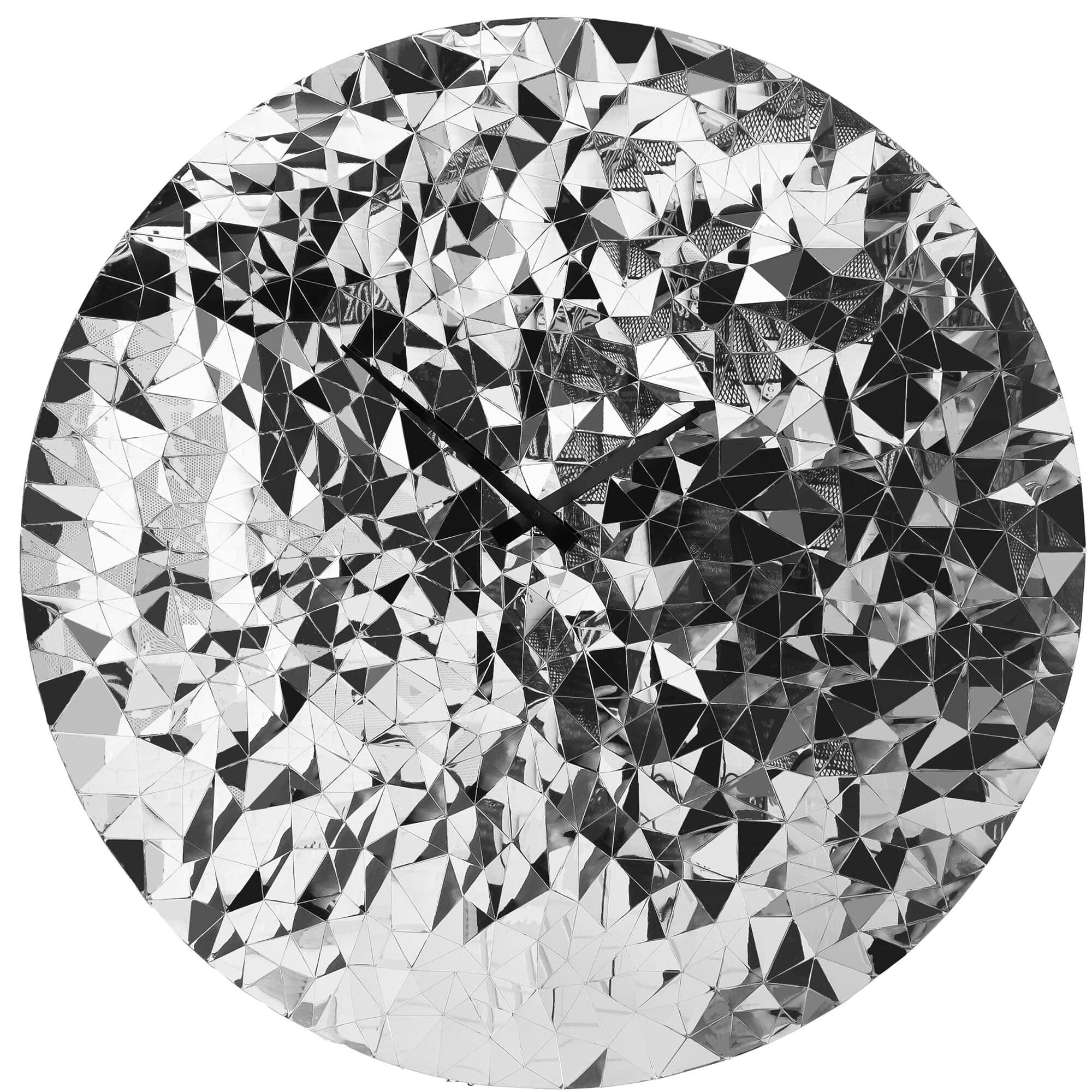 Wanduhr 80cm-Leise-Chrom-Edelstahl-NeXtime 'Fragment'