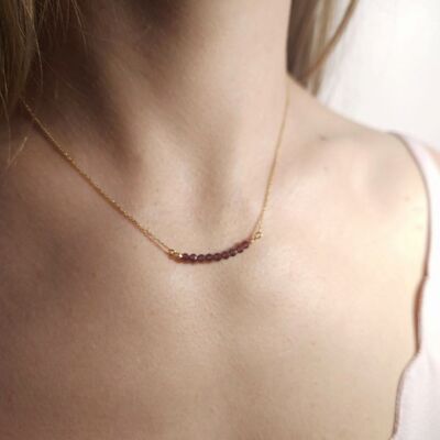 Collar apasionado | Piedra granate natural | Plata chapada en oro de 24k | rubicundo